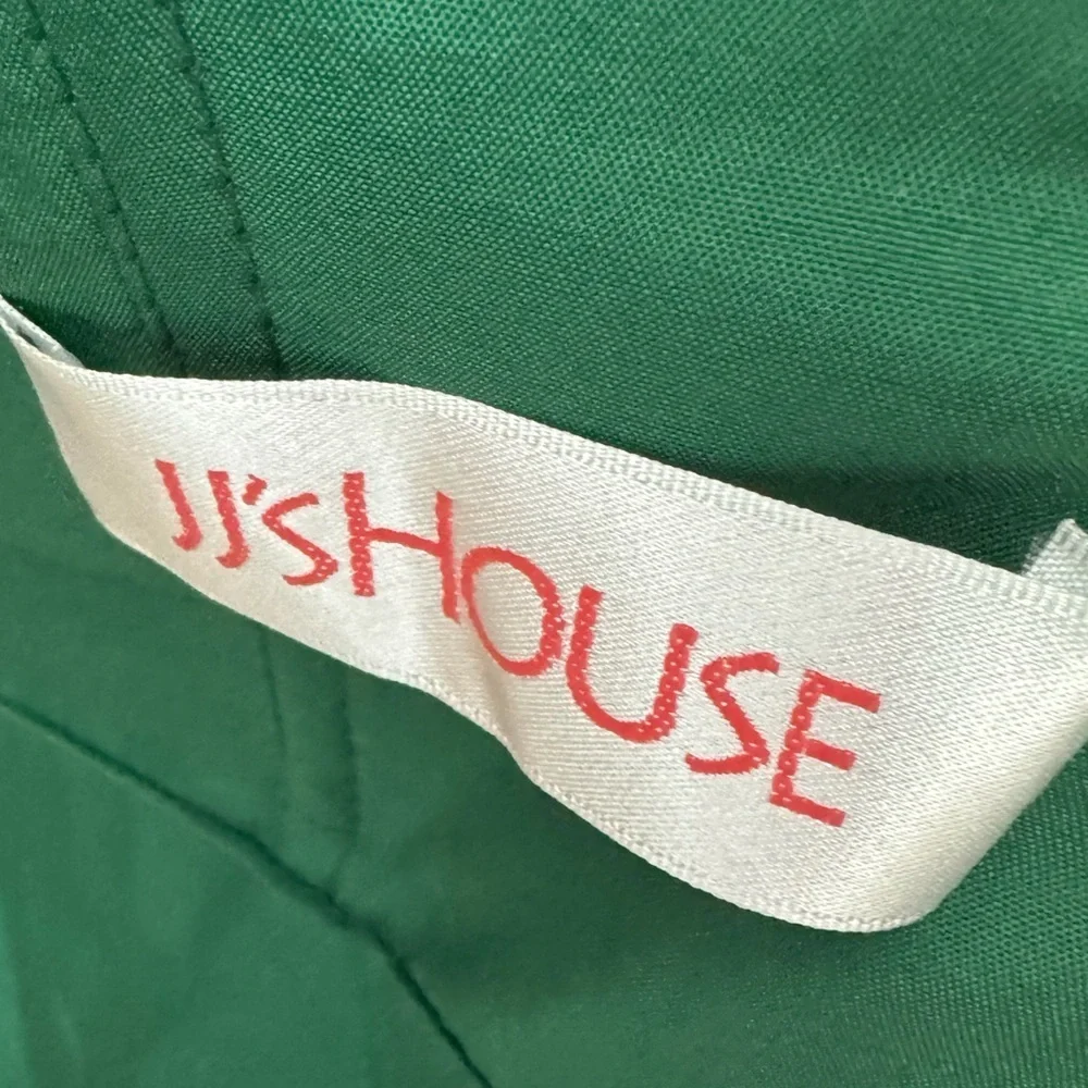 JJs HOUSE Green Goddess Chiffon Gown Split Ruffle Sleeve Dress V Neck Women Sz 6 - Picture 11 of 16